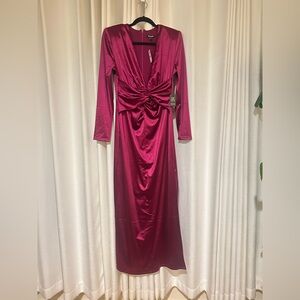 Express Twist Front Long Sleeve Maxi Dress